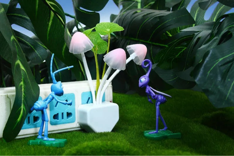 LED Mushroom & Flower Night Light – Plug-in Sensor Bedside Wall Lamp