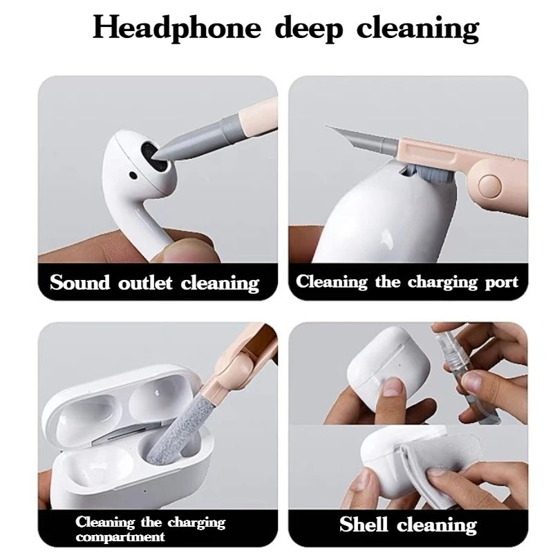7-in-1 Multifunctional Electronic Cleaning Kit – Retractable Keyboard Brush, Earbud Cleaning Pen & Screen Wipe Set for Laptops, AirPods & Tech