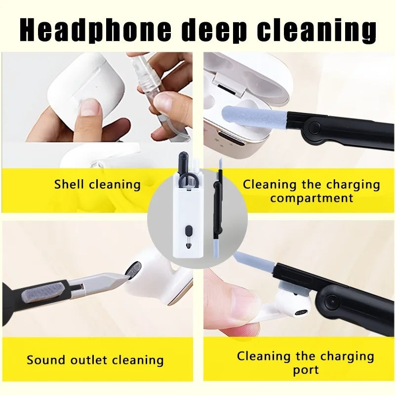 7-in-1 Multifunctional Electronic Cleaning Kit – Retractable Keyboard Brush, Earbud Cleaning Pen & Screen Wipe Set for Laptops, AirPods & Tech