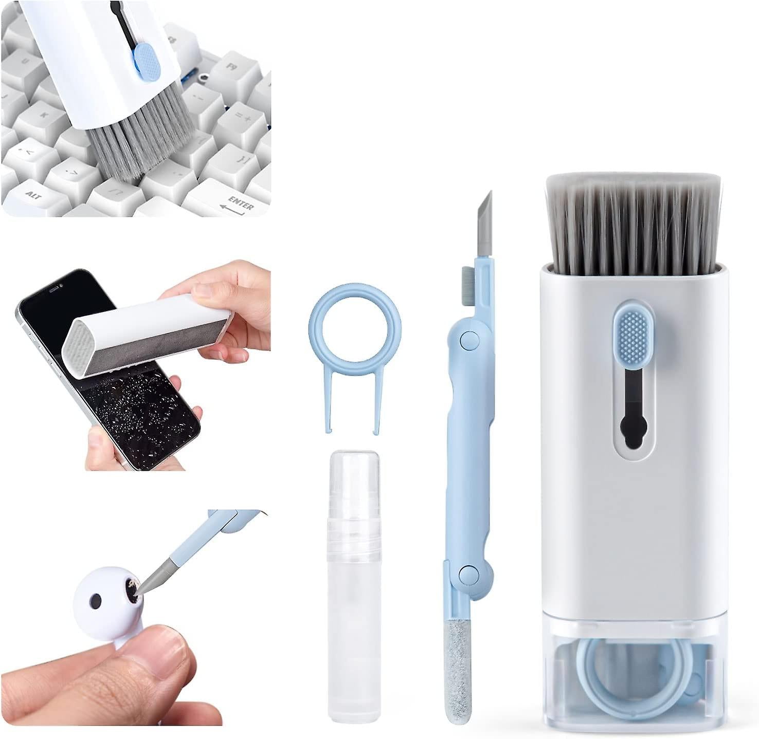 7-in-1 Multifunctional Electronic Cleaning Kit – Retractable Keyboard Brush, Earbud Cleaning Pen & Screen Wipe Set for Laptops, AirPods & Tech