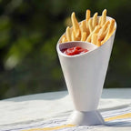 2-in-1 French Fries Cup Holder with Integrated Dip & Sauce Bowl
