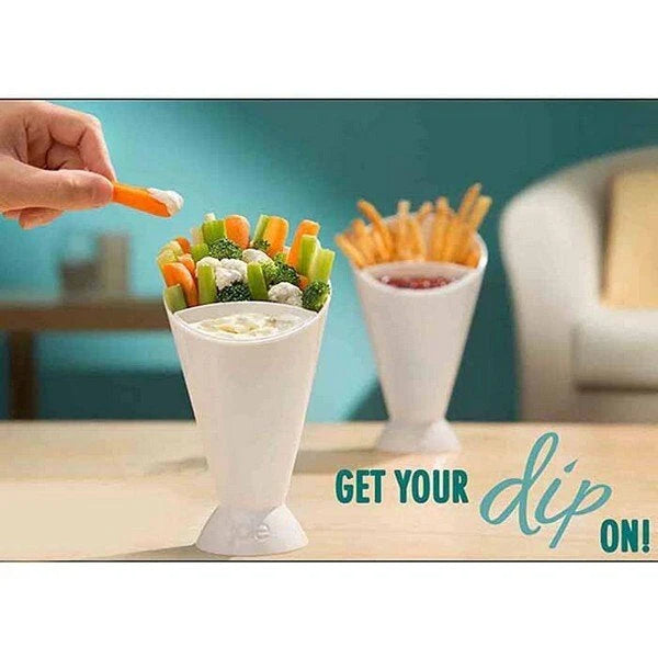 2-in-1 French Fries Cup Holder with Integrated Dip & Sauce Bowl
