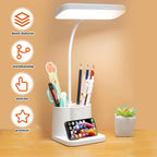 Multi-Function LED Bedside Desk Lamp with Pen Holder & Phone Stand