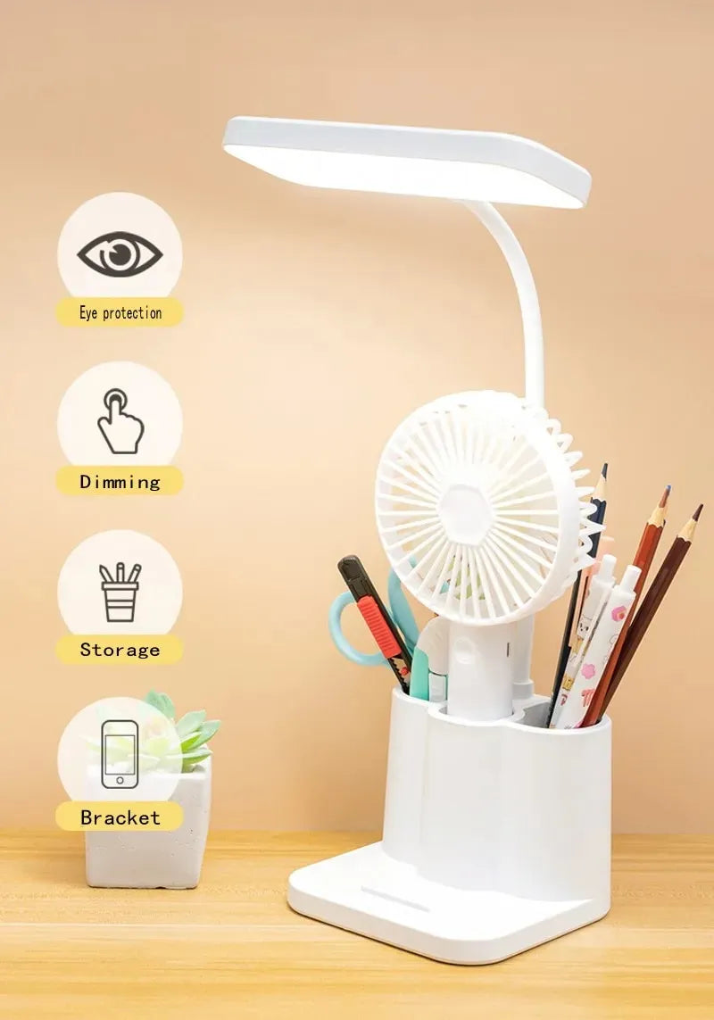 Multi-Function LED Bedside Desk Lamp with Pen Holder & Phone Stand