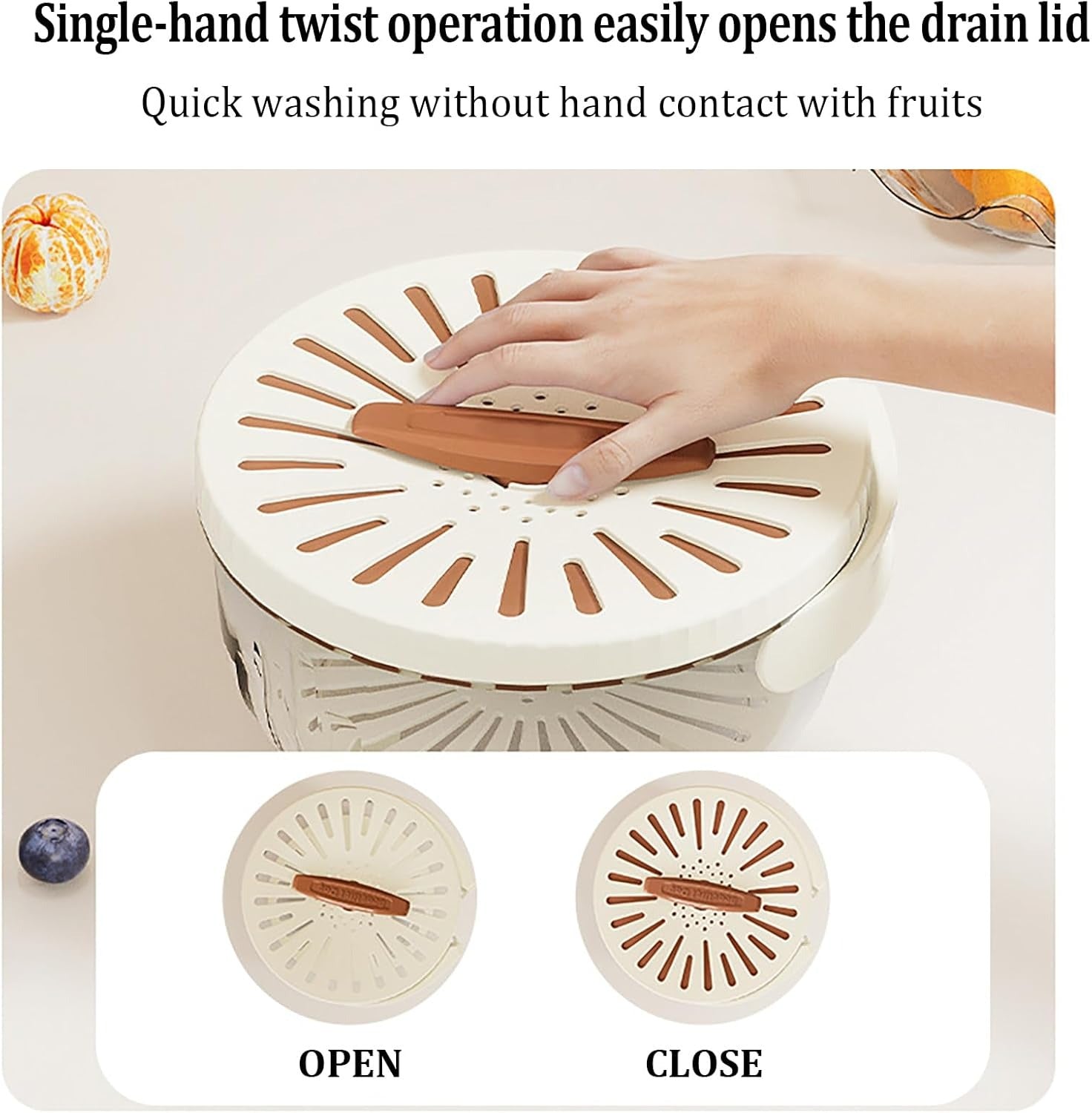 Kitchen Fruit Drainage Basket with Lid