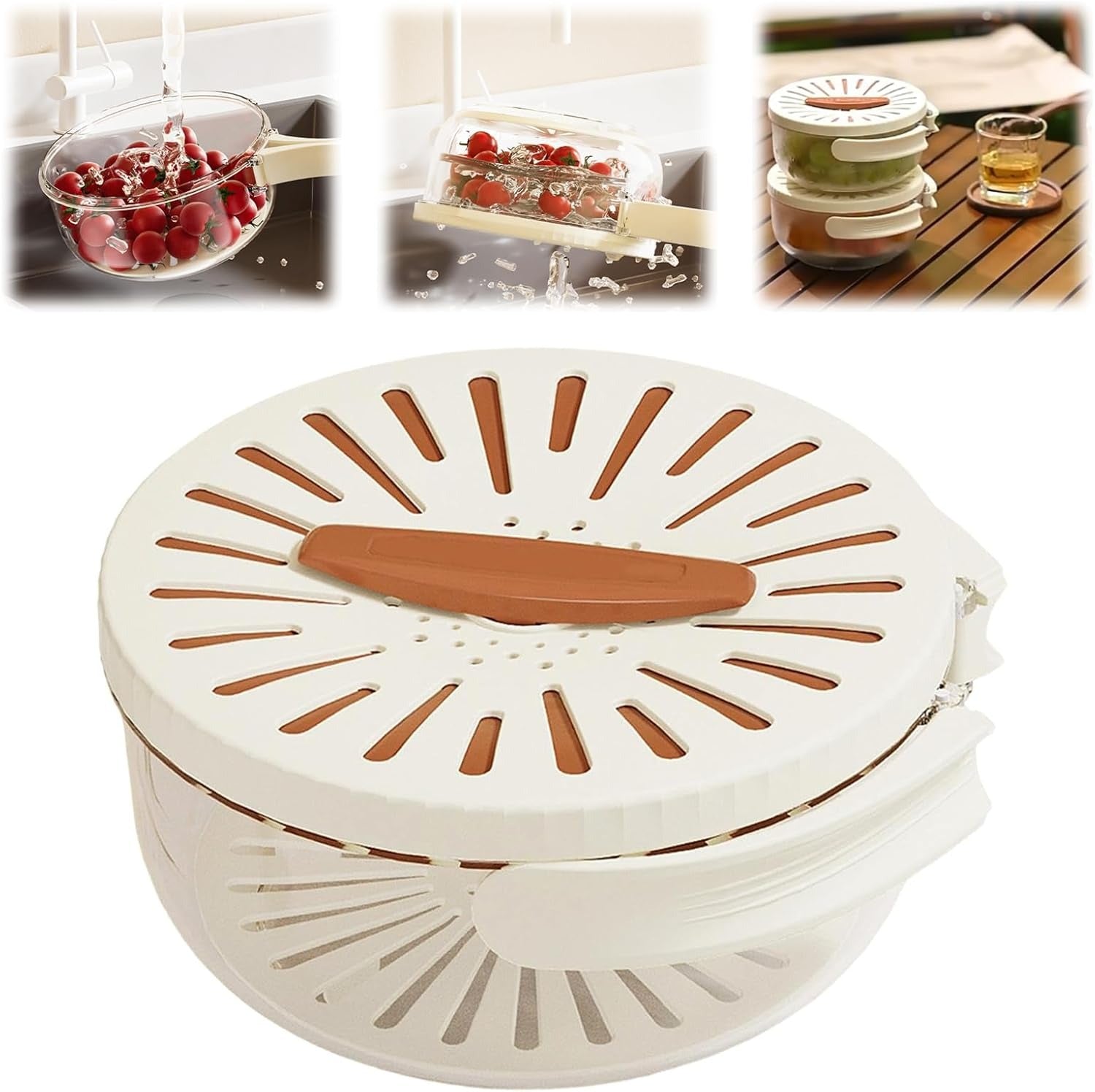 Kitchen Fruit Drainage Basket with Lid