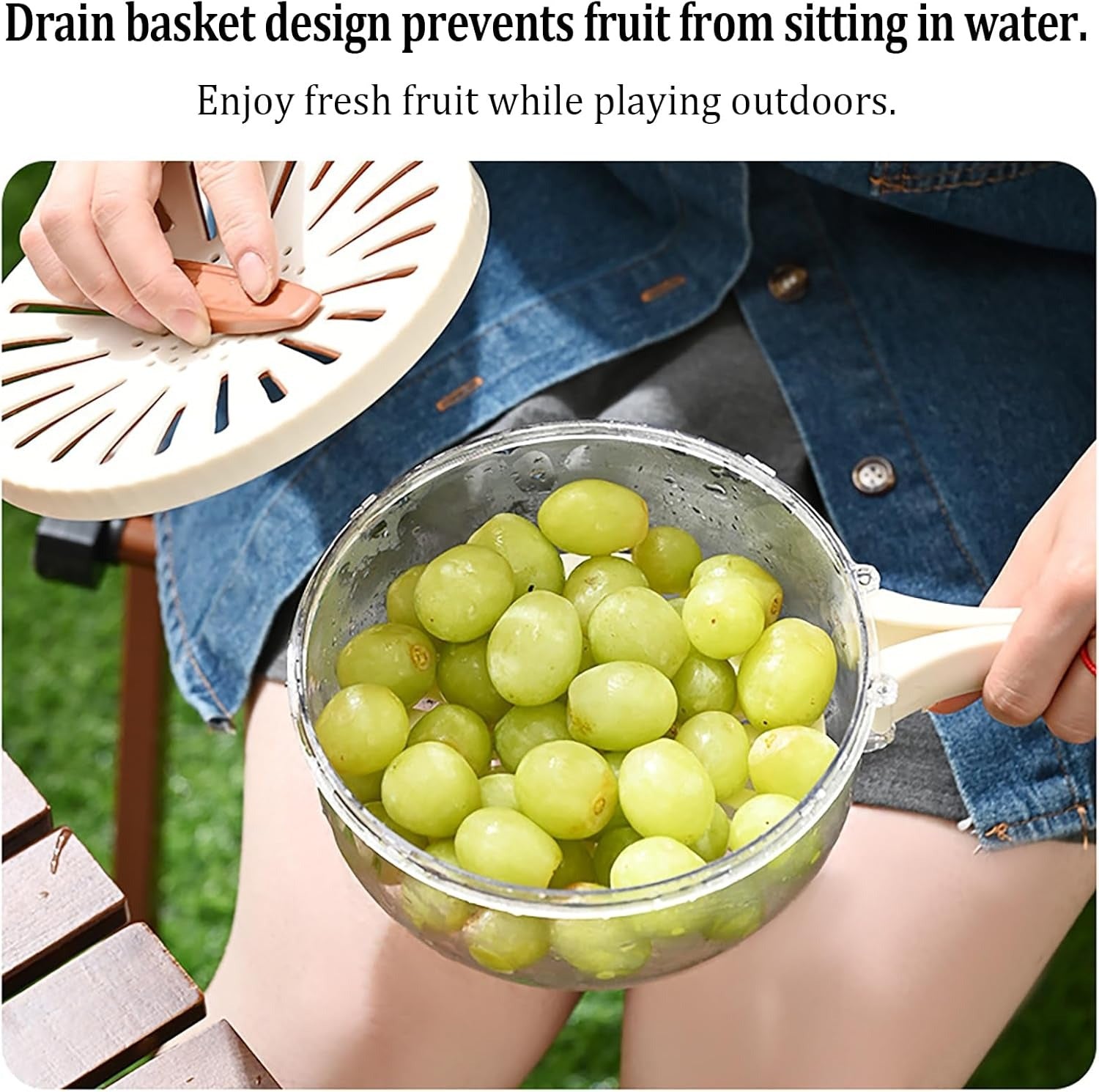 Kitchen Fruit Drainage Basket with Lid