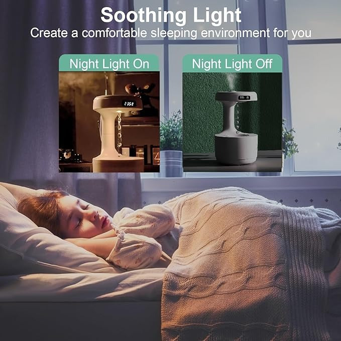 Smooth Sailing Antigravity Air Humidifier – Ultra-Quiet Cool Mist Air Humidifier with Floating Water Drop Effect & Night Light