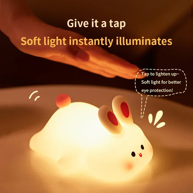 Cute Rabbit Silicone Night Light / Lamp-Soft Touch Tap Control