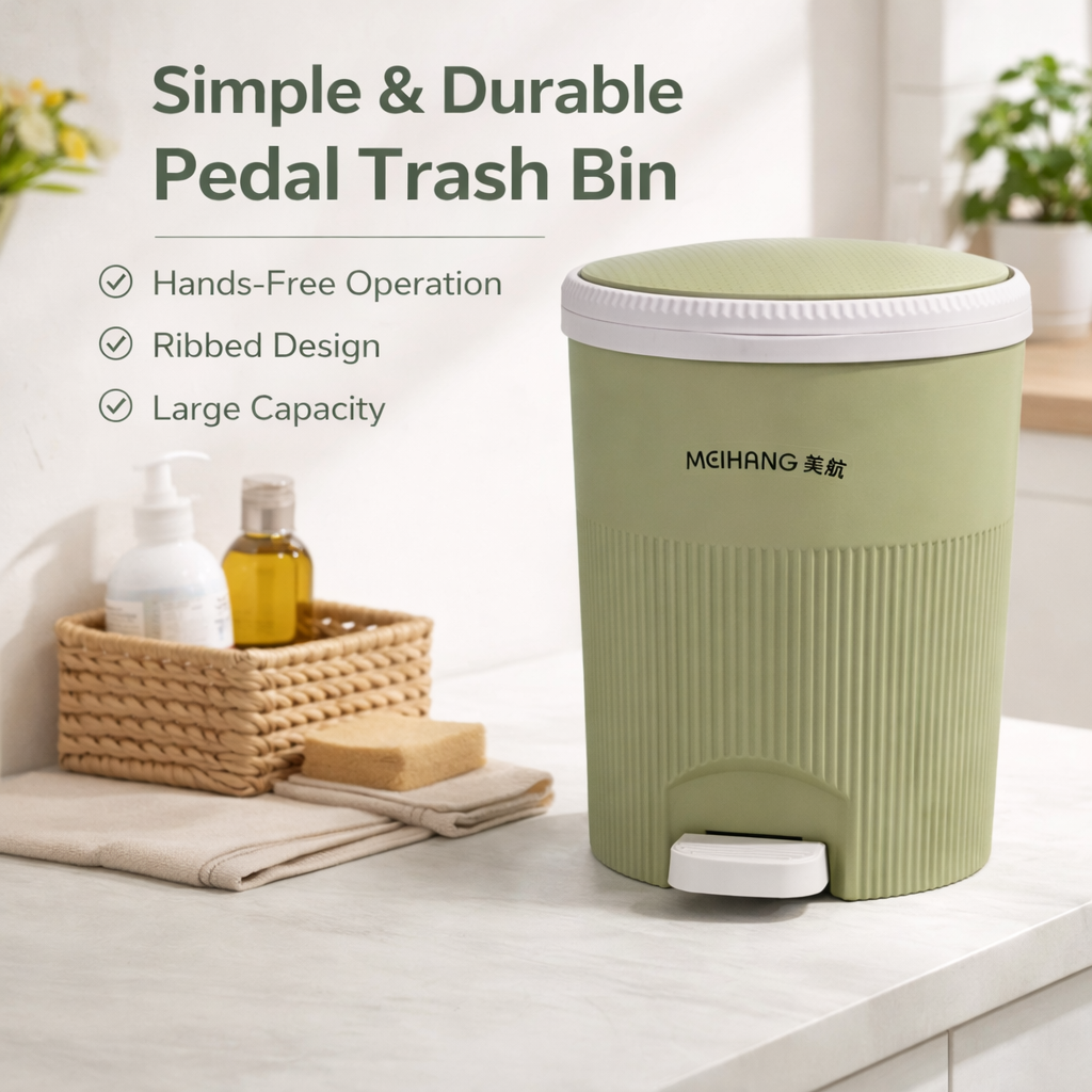 Round Garbage Bin with Step Pedal