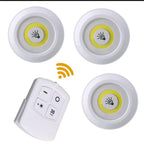 3-Piece Wireless LED Cabinet Puck Lights with Remote & Touch Control