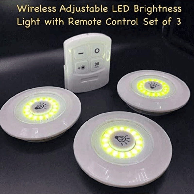 3-Piece Wireless LED Cabinet Puck Lights with Remote & Touch Control