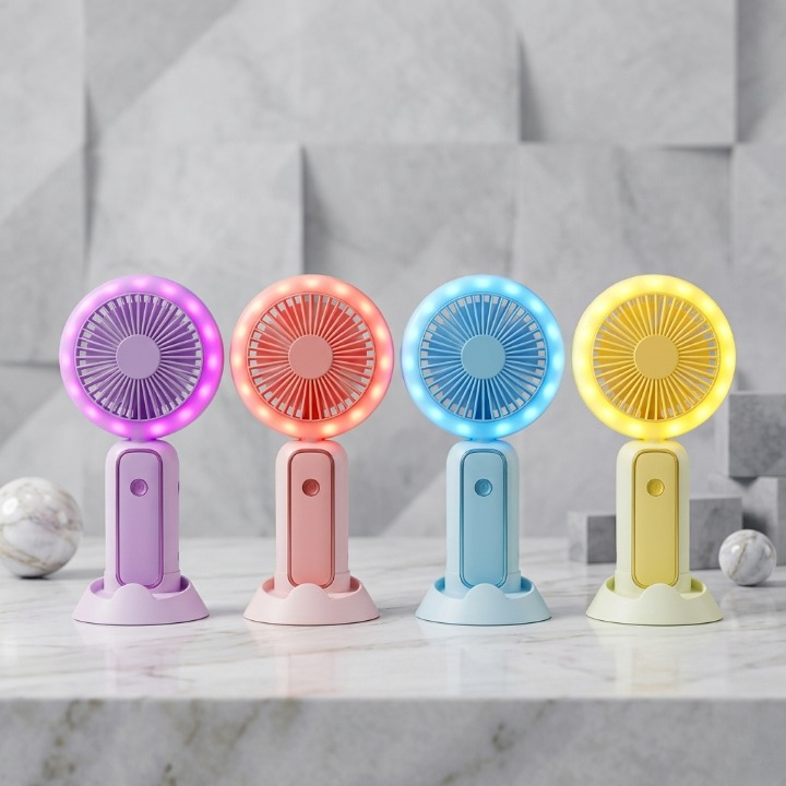 Mini Portable Handheld Fan with LED Light