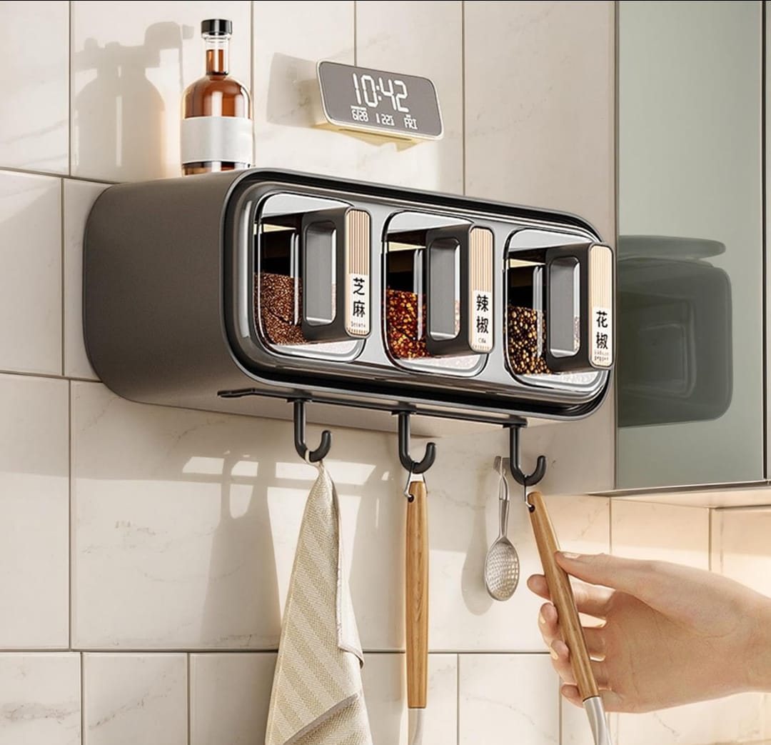 Wall Mounted Seasoning Box Set – Space-Saving Spice & Condiment Storage Container