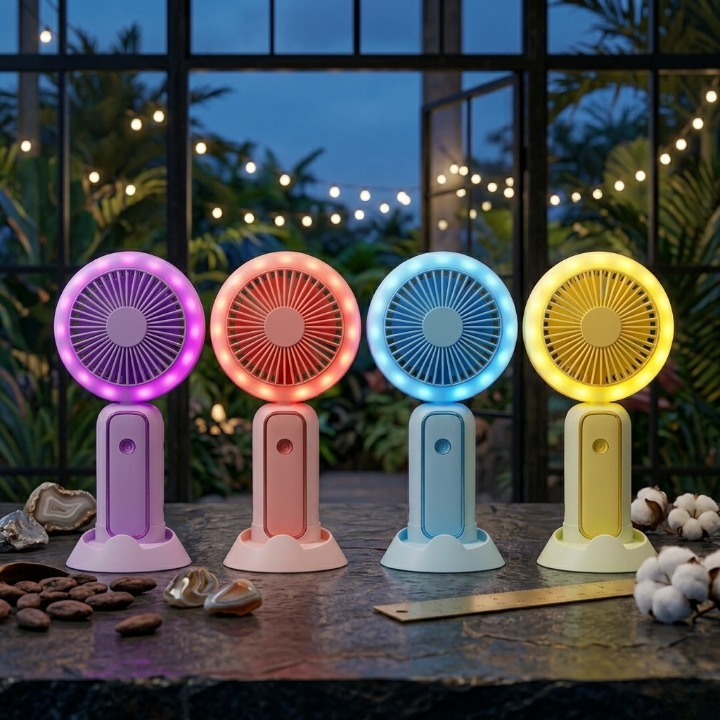 Mini Portable Handheld Fan with LED Light