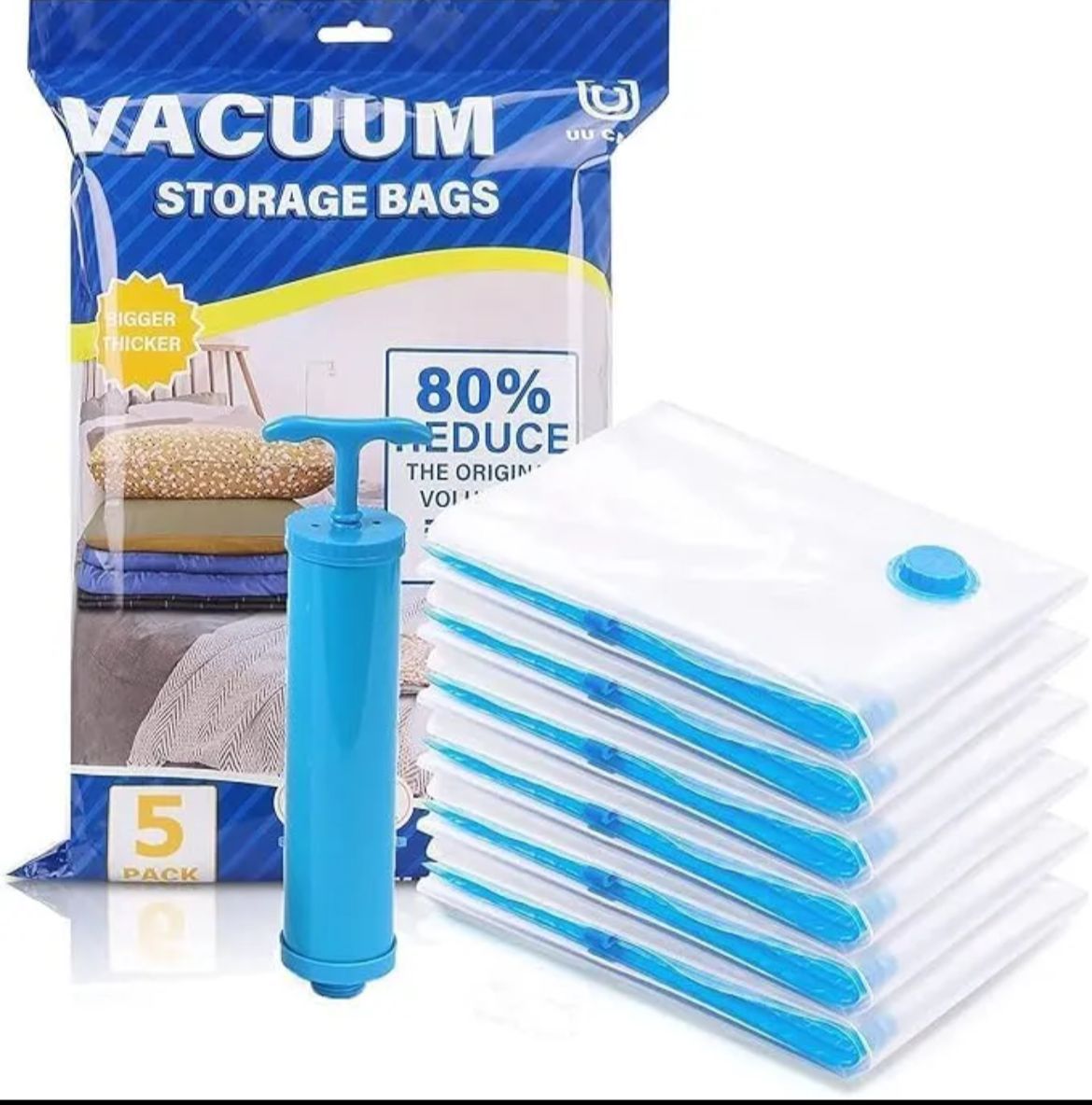 Vacuum Seal Storage Bags (5 pcs) With Pump