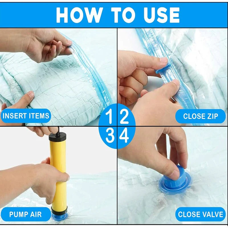 Vacuum Seal Storage Bags (5 pcs) With Pump