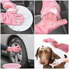 Silicone Dishwashing Gloves with Built-In Scrubber