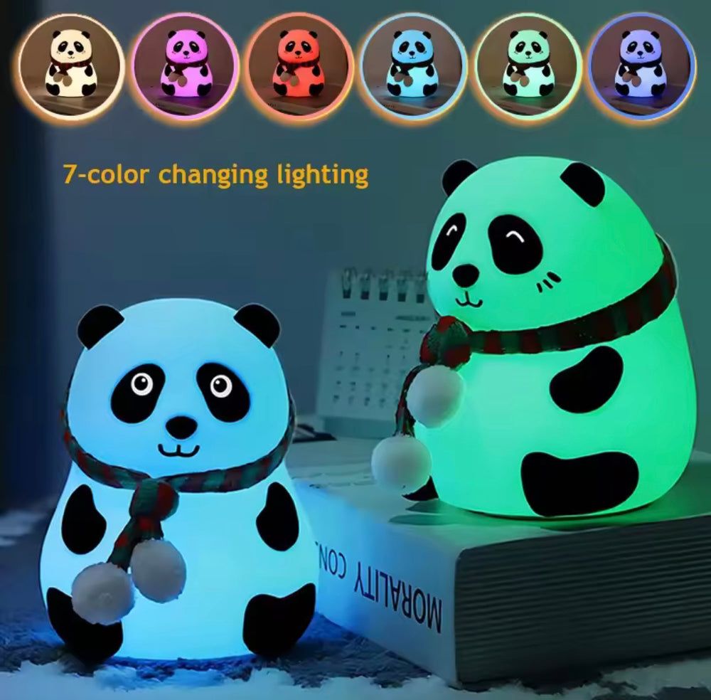 Cute Panda Silicone LED Night Light – USB Rechargeable Soft Touch Lamp