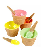 4-Piece Colourful Ice Cream Bowl & Spoon Set