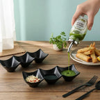 Sleek 3-Compartment Black ABS Sauce Dish