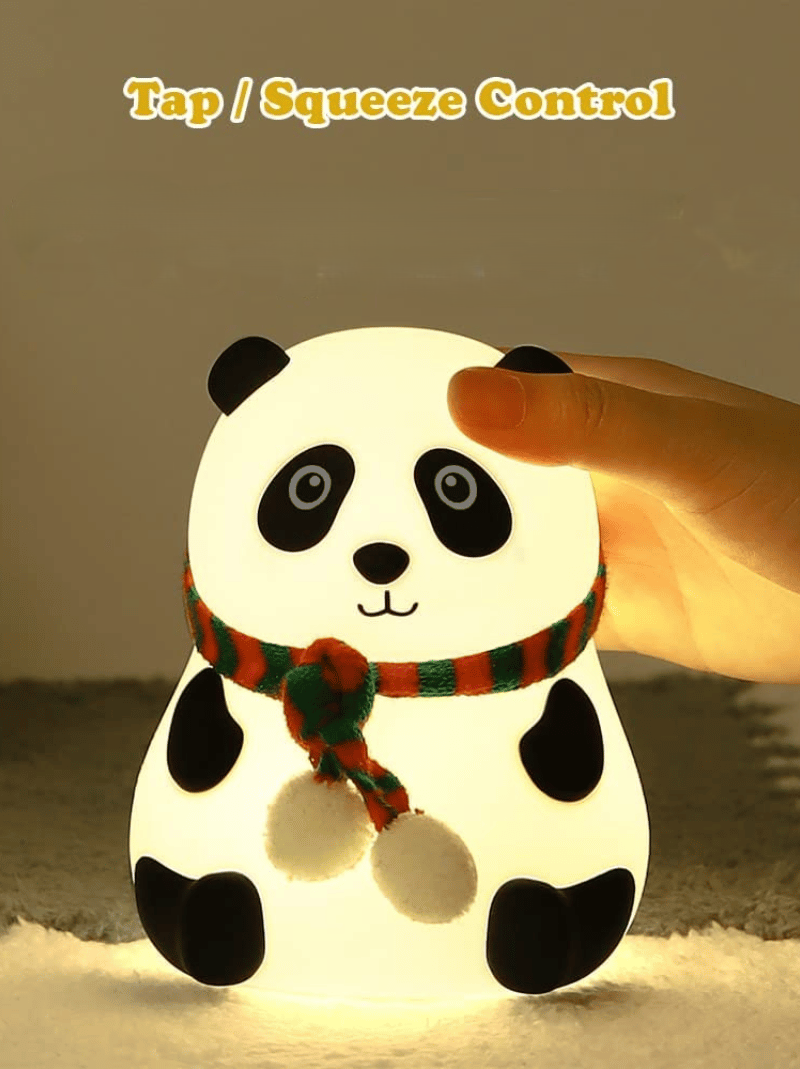 Cute Panda Silicone LED Night Light – USB Rechargeable Soft Touch Lamp