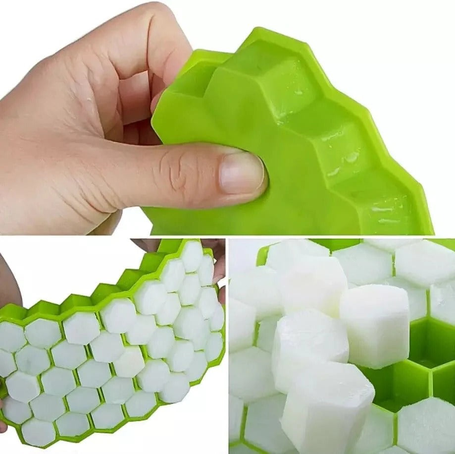 Silicon Ice Cube Tray with Lid - 36-Cube Honeycomb Ice Mold for Freezer