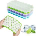 Silicon Ice Cube Tray with Lid - 36-Cube Honeycomb Ice Mold for Freezer
